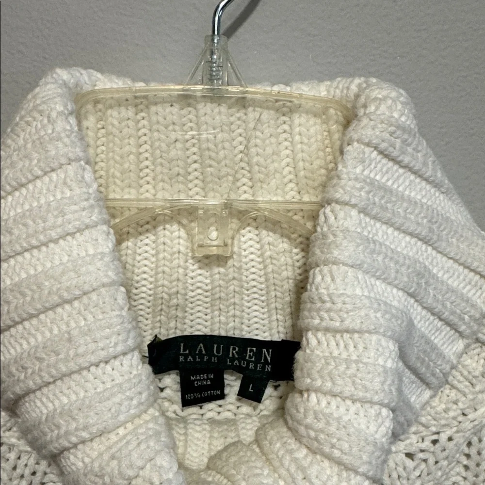 Lauren Ralph Lauren white Cable Knit Turtleneck Sweater - Picture 2 of 3